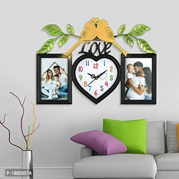 Harbour Analog Wall Clock with Photo Frames – Decorative Home Clock