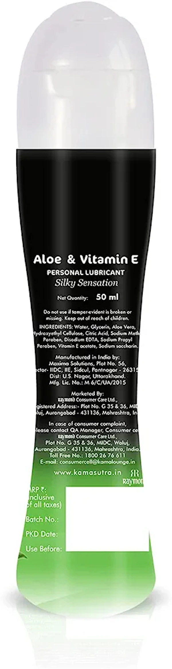 KamaSutra Aloe & Vitamin E Lube - 50ml | Water-Based | Condom Safe | Easy  Wash