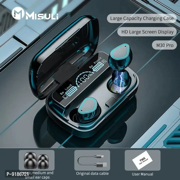 M10 TWS High Quality Bluetooth Wireless Earbuds Wireless Headset Bluetooth 5.0 Earbuds HIFI Stereo Earbuds Waterproof Headsets 2000mAh Charging Box Headset ( BLACK )