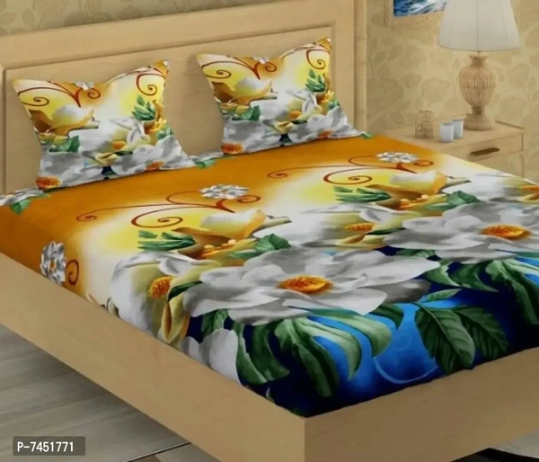 Microfiber Double 3D Printed Bedsheet Set (Pack of 1, Multi)