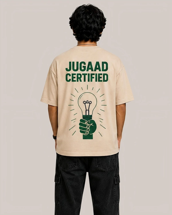 Mordencraze Jugaad Certified Printed Oversized Cotton T-Shirt for Men