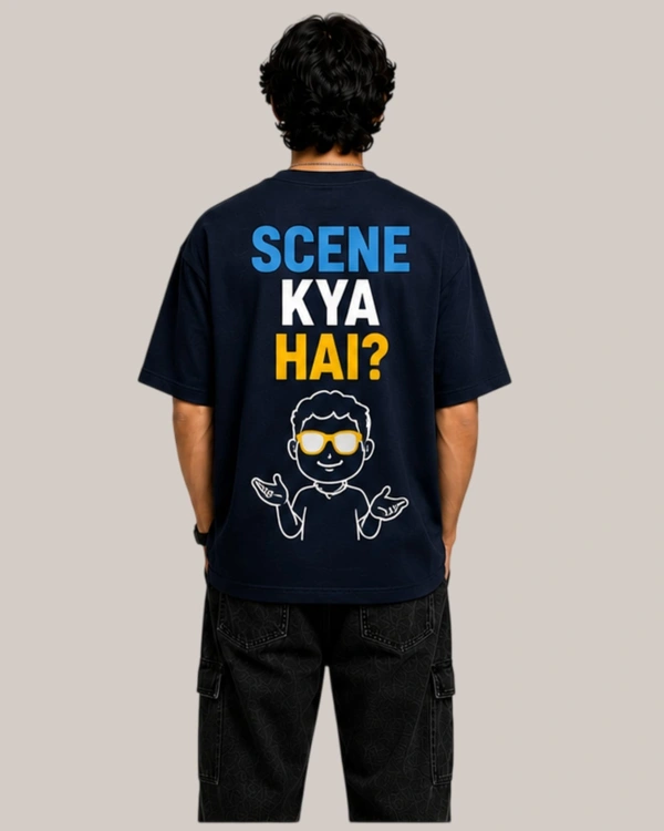 Mordencraze Scene Kya Hai Printed Oversized Cotton T-Shirt for Men