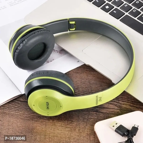 P47 Wireless Bluetooth Portable Sports Headphones with Microphone, Stereo FM, Memory Card Support