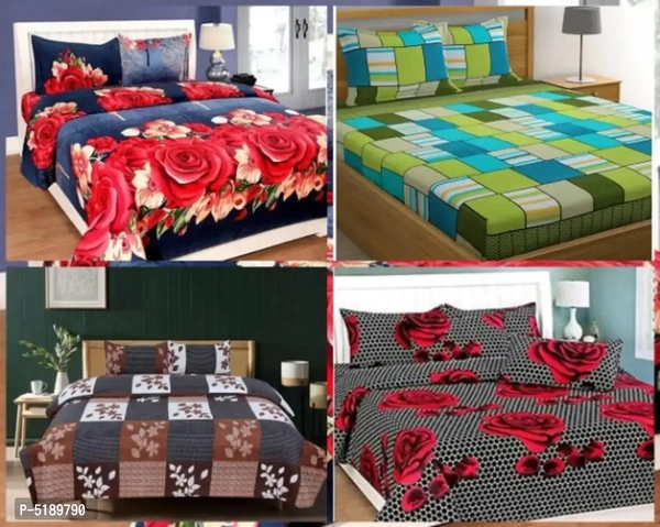 Polycotton Bedsheet Set Combo Pack Of 4
