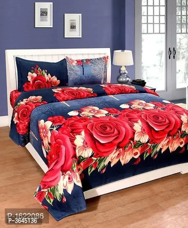 Polycotton Double Bed Bedsheet Set with 2 Pillow Cover