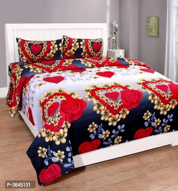 Polycotton Double Bed Bedsheet Set with 2 Pillow Cover
