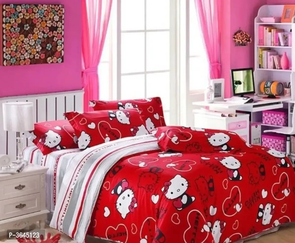 Polycotton Double Bed Bedsheet Set with 2 Pillow Cover
