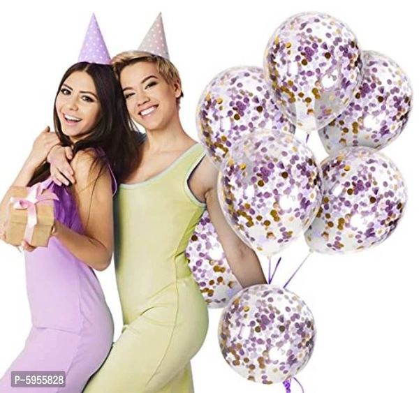 Purple Confetti Rubber Balloons For Decoration _ 30Pcs Golden Decorating Balloon Garland, Helium