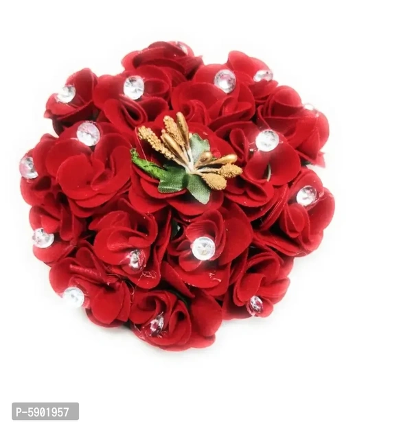 Red rose studed jura bun for women and