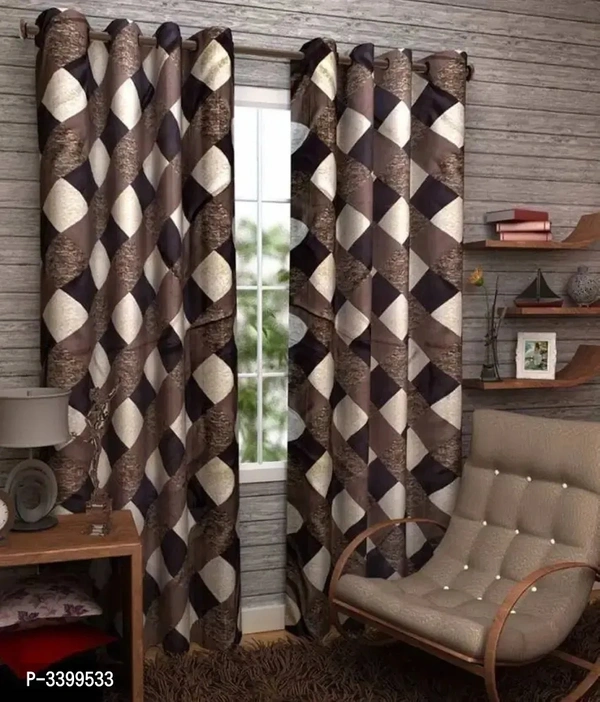 Royal Brown Polyester Door Curtain Set | Rod Pocket Fitting | 84x48 In