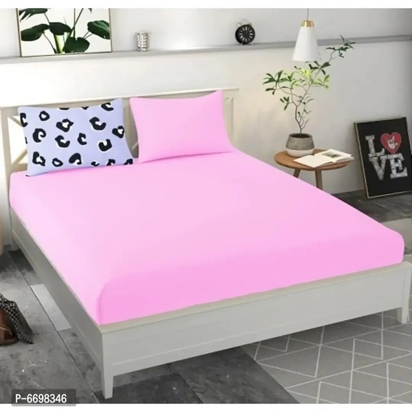 Stylish Cotton Blend Solid Double Bedsheet Set