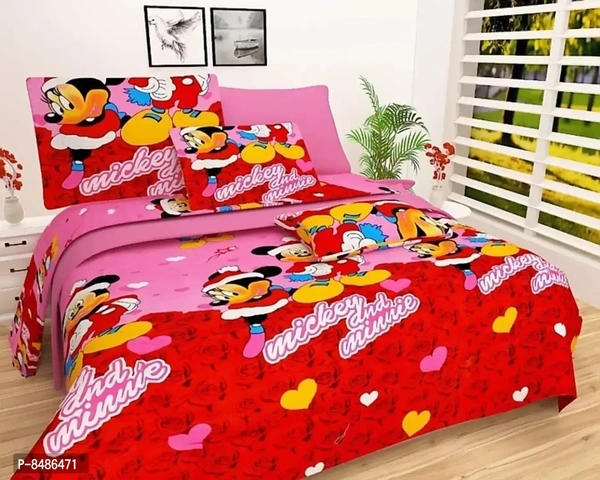 Stylish Fancy 3D Printed Polycotton Double Bedsheet Set With 2 Pillow