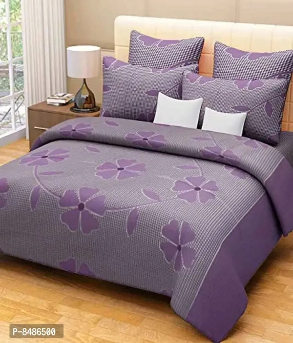Stylish Fancy 3D Printed Polycotton Double Bedsheet Set With 2 Pillow
