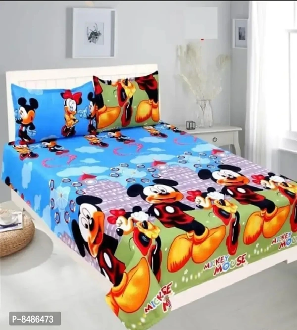 Stylish Fancy 3D Printed Polycotton Double Bedsheet Set With 2 Pillow