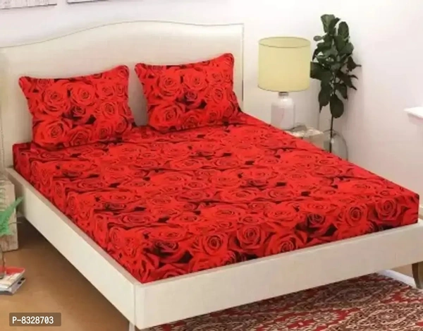 Stylish Fancy Cotton 3D Printed 1 Double Bedsheet Set - 2 Pillowcovers