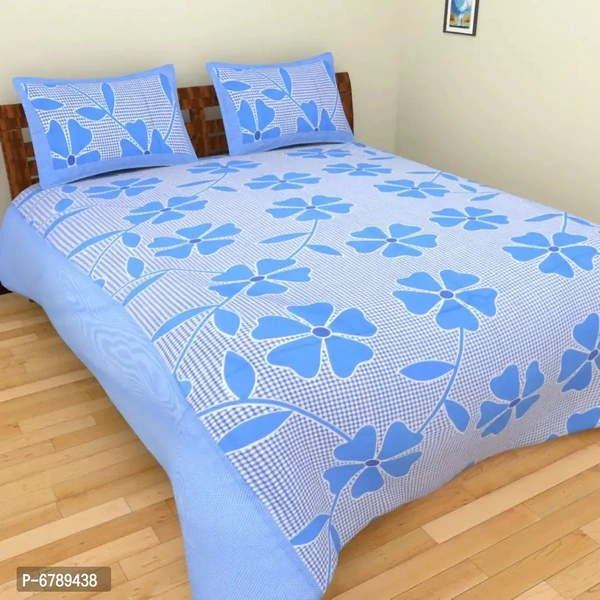 Stylish Fancy Polycotton 3d Printed Multicoloured Double Bedsheet Set