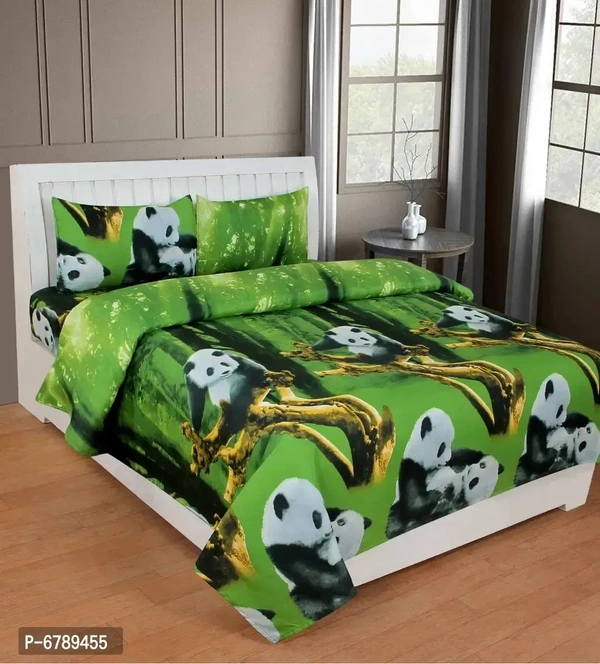 Stylish Fancy Polycotton 3d Printed Multicoloured Double Bedsheet Set