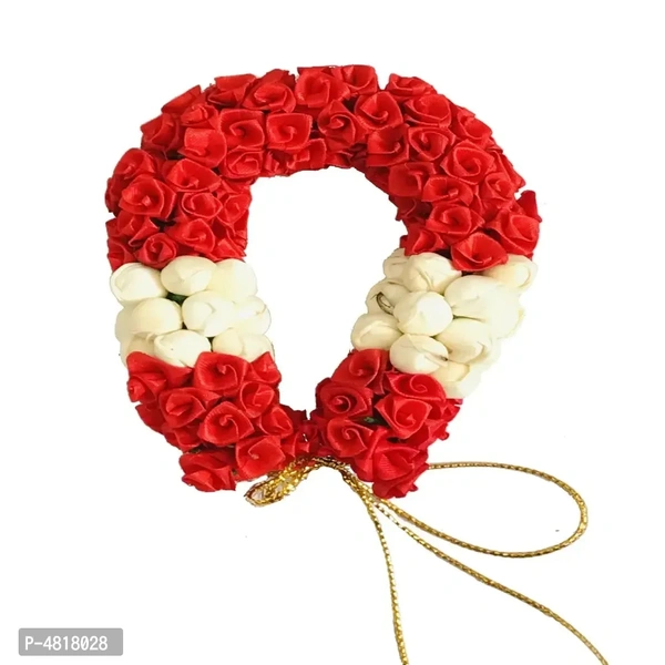 Stylish Multicoloured Fabric Flower Bun Gajra For Women