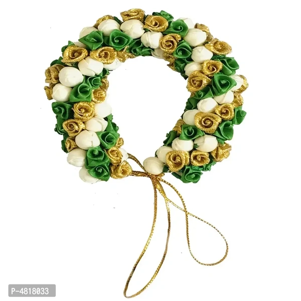 Stylish Multicoloured Fabric Flower Bun Gajra For Women