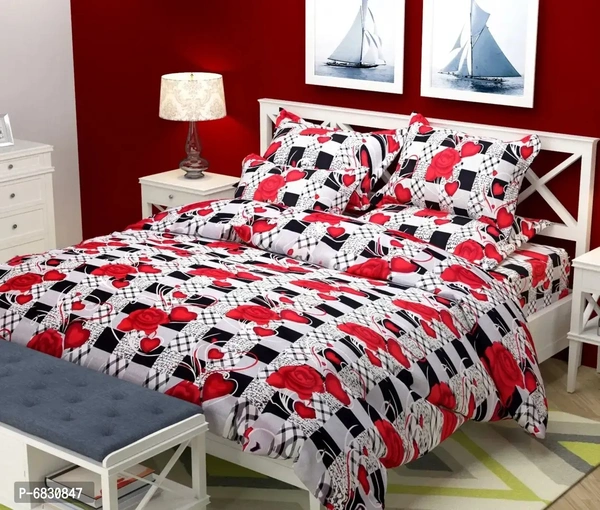 Stylish Polycotton Digital Printed Multicoloured Double Bedsheet Set W