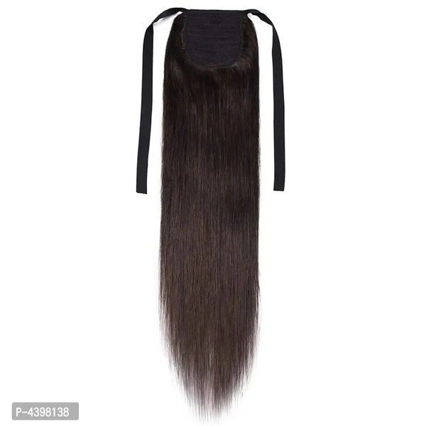 Tie Up Ponytail Human Hair Extensions With Ribbon