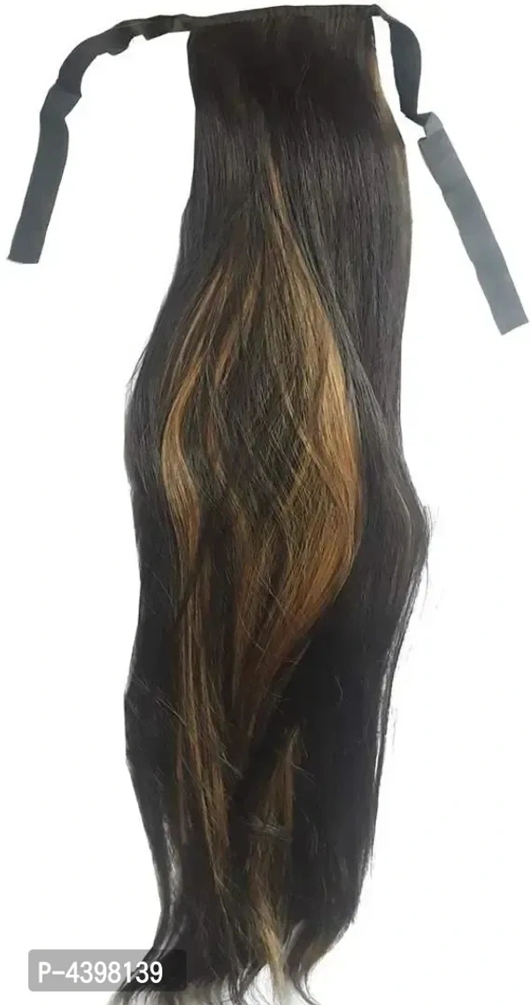 Tie Up Ponytail Human Hair Extensions With Ribbon