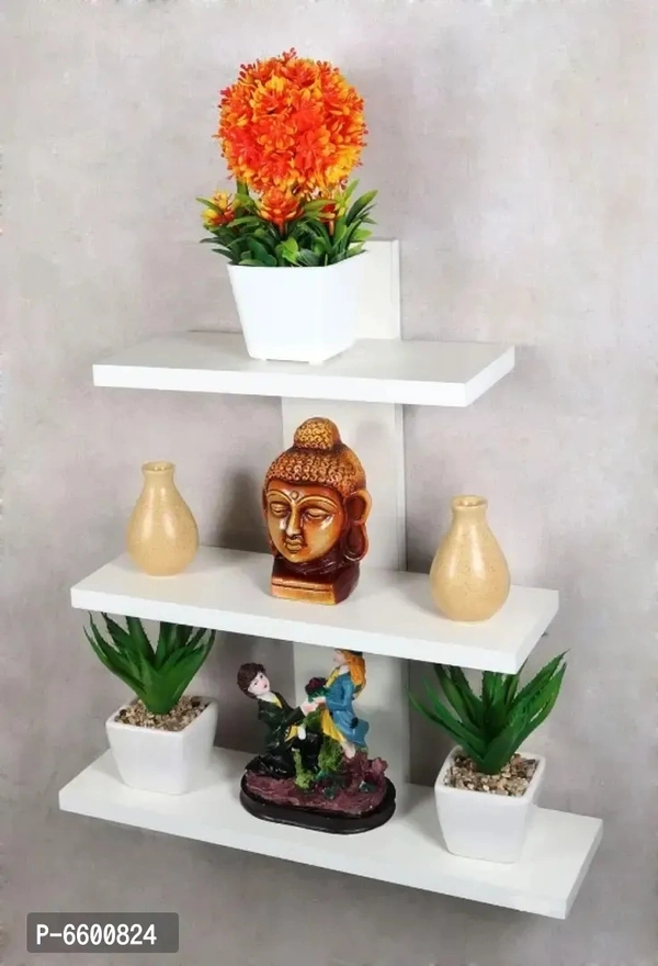 "Wooden Wall Mounted Floating Shelf with 3 Shelves – Display Rack for Living Room, Bedroom, Office