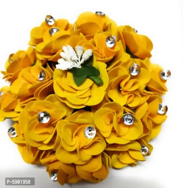 Yellow rose studed jura bun for women and