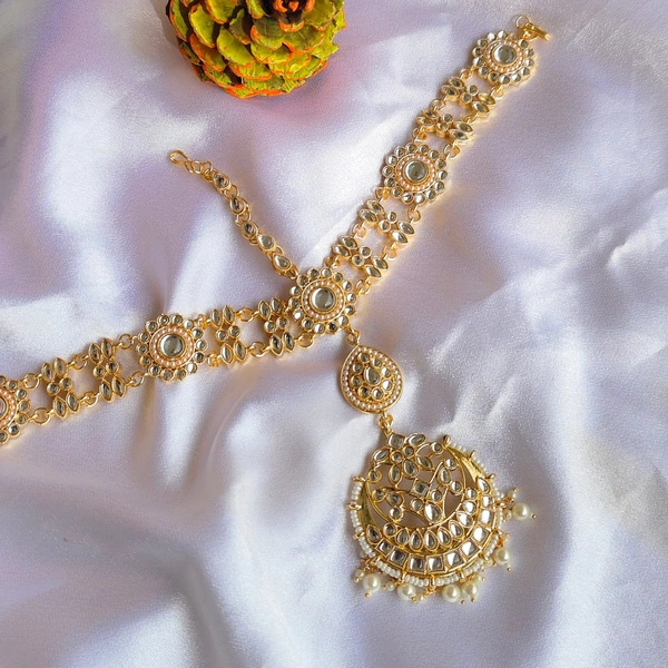 Cherry & Magpie Bridal Kundan Matha Patti - Gold
