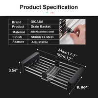 Adjustable Stainless Steel Kitchen Over Sink Racks Drain Dish Drying Rack - Black