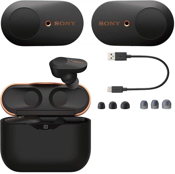 Sony WF-1000XM3 Industry Leading Active Noise Cancellation True Wireless (TWS) Bluetooth 5.0 Earbuds with 32hr Battery Life, Alexa Voice Control & mic for Phone Calls Suitable for Workout, WFH (Black) - Black