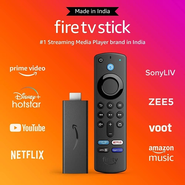 Amazon Fire TV Stick (3rd Gen, 2021) with all-new Alexa Voice Remote (includes TV and app controls) | HD streaming device | 2021 release - Black