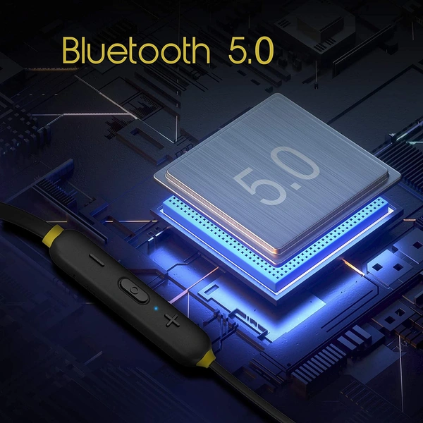 Infinity (JBL) Glide 120, in Ear Wireless Earphones with Mic, Deep Bass, Dual Equalizer, 12mm Drivers, Premium Metal Earbuds, Comfortable Flex Neckband, Bluetooth 5.0, IPX5 Sweatproof (Black&Yellow)