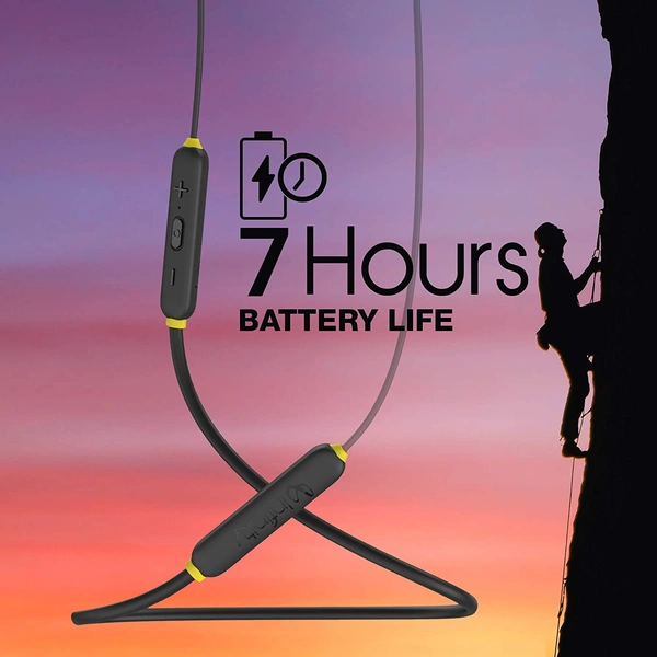 Infinity (JBL) Glide 120, in Ear Wireless Earphones with Mic, Deep Bass, Dual Equalizer, 12mm Drivers, Premium Metal Earbuds, Comfortable Flex Neckband, Bluetooth 5.0, IPX5 Sweatproof (Black&Yellow)