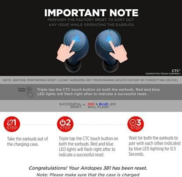 (Renewed) boAt Airdopes 381 Bluetooth Truly Wireless In Ear Earbuds With Mic (Active Black)