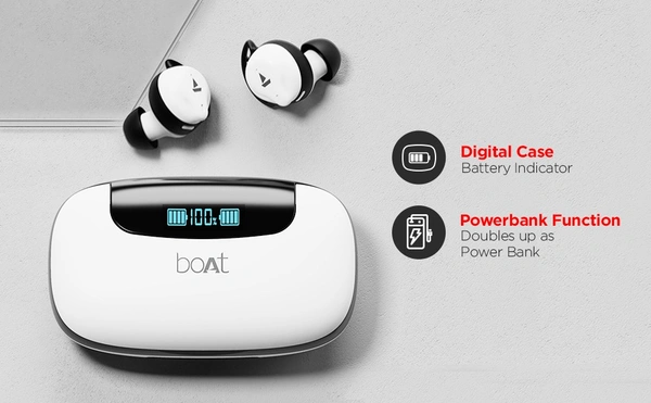 Boat Airdopes 621 Bluetooth Truly Wireless in Ear Earbuds with Mic and Upto 150 Hours Playback, ASAP Charge, Case Indicator, Boat Signature Sound, Iwp Tech, Ipx7 & Smooth Touch Controls (White Frost)