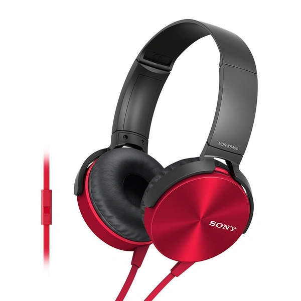Sony MDR-XB450AP On-Ear EXTRA BASS Wired Headphones with Mic (Red)