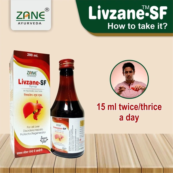 ZANE AYURVEDA LIVZANE SF Syrup – Sugar-Free Ayurvedic Liver Tonic by Zane Ayurveda