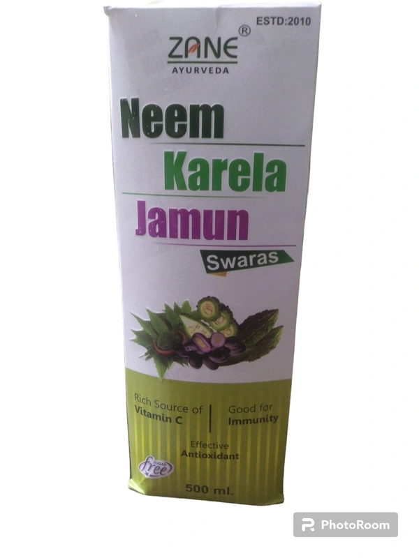 ZANE Ayurveda Neem Karela Jamun Swaras 500ml – Natural Blood Sugar Balance & Detox Juice