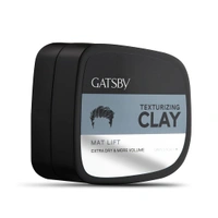 Gatsby Texturizing Clay - Mat Lift | For Super Strong Hold, More Volume & Extra Dry Look | Stylish Matte Finish | Anytime Restylable Hair Styling Clay Wax | Hair Wax For Men | 75gm