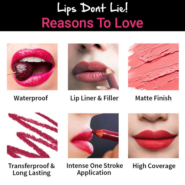 Nykaa Lips Don't Lie Waterproof Line & Fill Lip Liner - Beautiful Liar 12(1.14g)