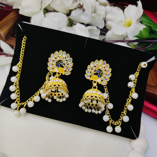 Sisterhood Jhumka with Mattal 8 - Yellow