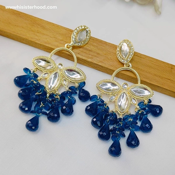 Trending Kundan Weightless Earring 6 - Chathams Blue