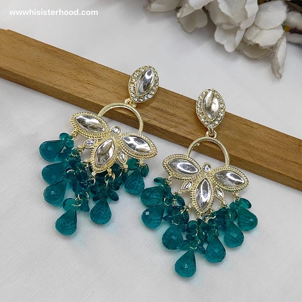 Trending Kundan Weightless Earring 10 - Teal