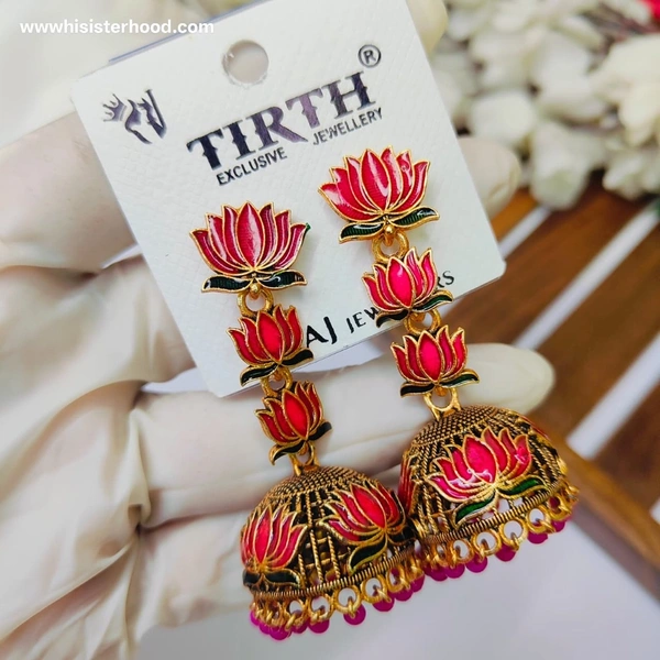 Lotus Jhumka - pink
