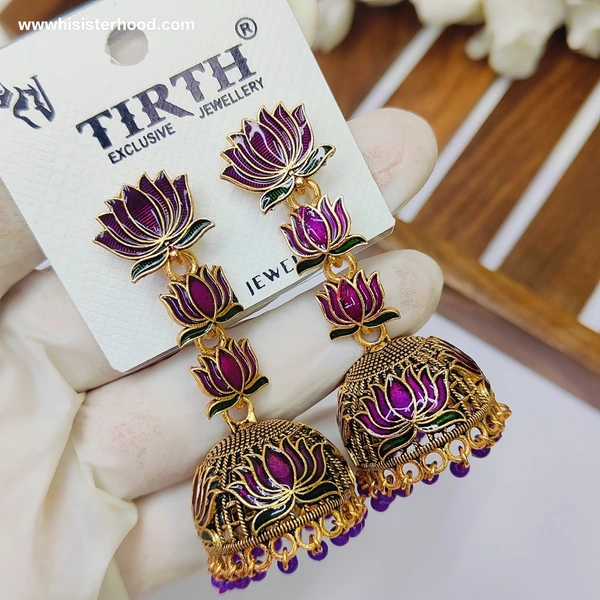 Lotus Jhumka  - Pigment Indigo
