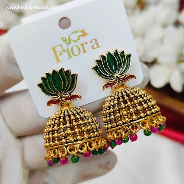 Lotus Jhumka 2 - Fun Green