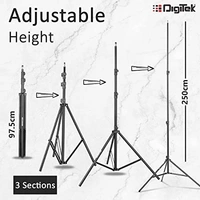 DIGITEK® Heavy-Duty Porta Kit (250cm in Height) with Pair of Light Stands, Porta Lights Pair of Umbrellas and Carry Bag for Studio Setup (Porta Kit 9FT L)