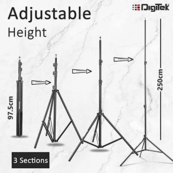 DIGITEK® Heavy-Duty Porta Kit (250cm in Height) with Pair of Light Stands, Porta Lights Pair of Umbrellas and Carry Bag for Studio Setup (Porta Kit 9FT L)