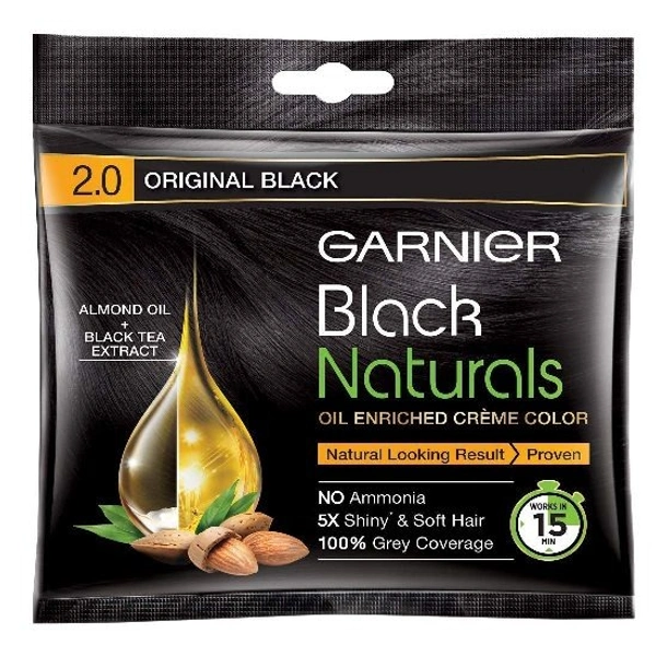 Garnier 2.0 Original Black Hair Dye Cream - Naturals Hair Color - 20ml + 20ml